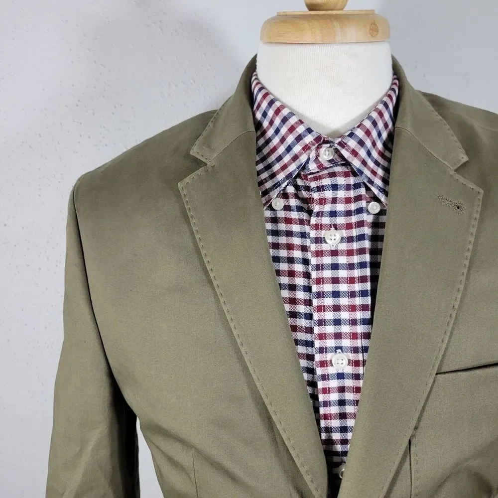 Joseph Abboud Men's Sport‎ Coat Blazer Two Button Solid Green Cotton Size MEDIUM